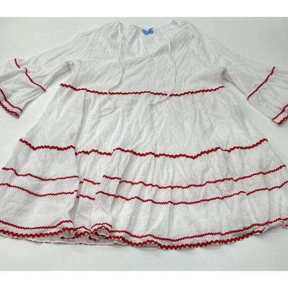 Draper James Womens 3X Magnolia White Crinkle Cotton Tiered Cover Up Boho Dress - Picture 3 of 12